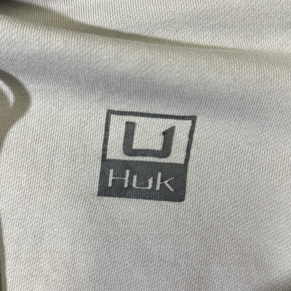 Huk Meme M Medium Light Gray Solid Fleece Cotton … - image 3